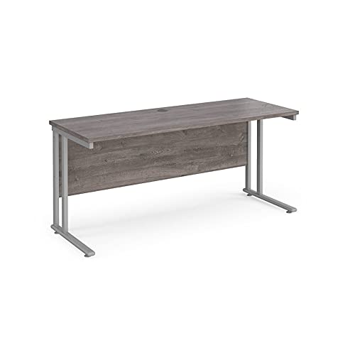 Rectangular Straight Desk with Cantilever Legs Walnut Wood Silver Maestro 25 1600 x 600 x 725mm