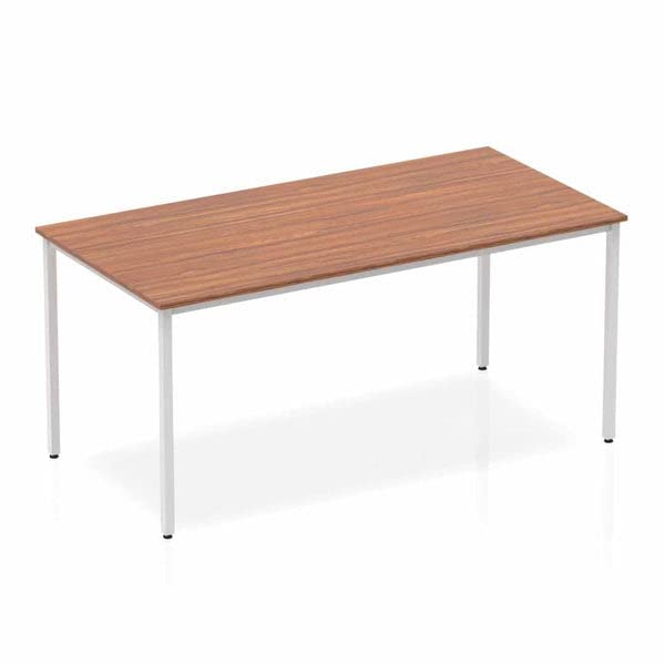 Dynamic Rectangular Straight Table Walnut MFC Box Frame Leg Silver Frame Impulse 1600 x 800 x 725mm