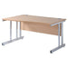 Freeform Left Hand Design Wave Desk with Beech Coloured MFC Top and Silver Frame Adjustable Legs Momento 1400 x 990 x 725 mm