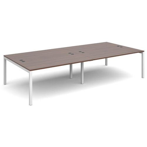 Dams International Rectangular Double Back to Back Desk with Walnut Melamine Top and White Frame 4 Legs Connex 3200 x 1600 x 725mm