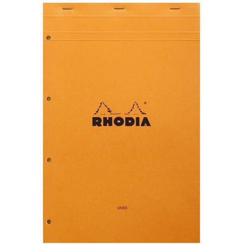 Rhodia Legal Pad 119660C A4 Ruled Stapled Top Bound Cardboard Hardback Yellow Perforated 80 Pages