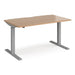 Elev8² Sit Stand Single Desk with Beech Coloured Melamine Top and Silver Frame 2 Legs Mono 1400 x 800 x 675 - 1175 mm