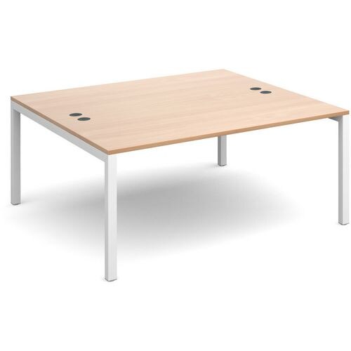 Rectangular Back to Back Desk with Beech Coloured Melamine & Steel Top and White Frame 4 Legs Connex 1600 x 1600 x 725 mm