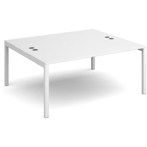 Dams International Rectangular Starter Unit Back to Back Desk with White Melamine Top and White Frame 4 Legs Connex 1600 x 1600 x 725mm