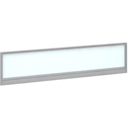 Dams International Desktop Glazed Screen Polar White Aluminium Silver Frame 1600 x 30 x 380mm