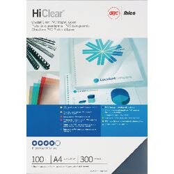 GBC HiClear Binding Covers A4 PVC 300 Microns Transparent Pack of 100