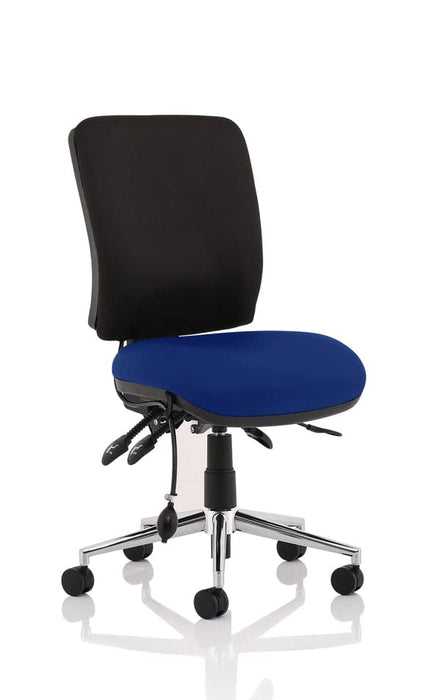 Dynamic Independent Seat & Back Task Operator Chair Without Arms Chiro Black Back, Stevia Blue Seat Medium Back