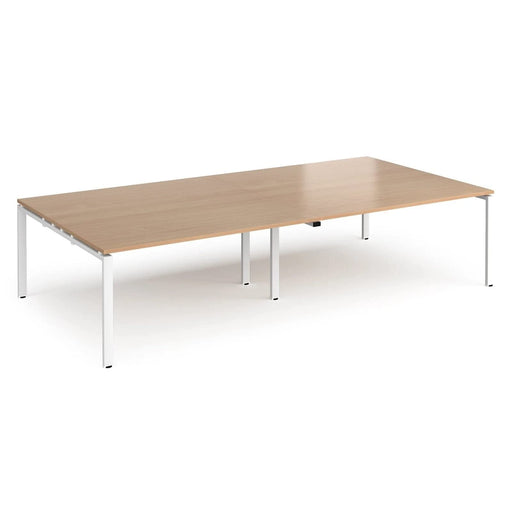 Dams International Rectangular Boardroom Table with Beech Coloured MFC & Aluminium Top and White Frame EBT3216-WH-B 3200 x 1600 x 725 mm