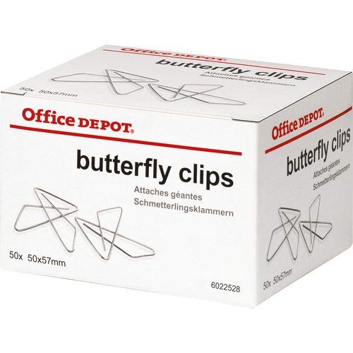 Office Depot Butterfly Paper Clips 57mm Silver Pack of 50