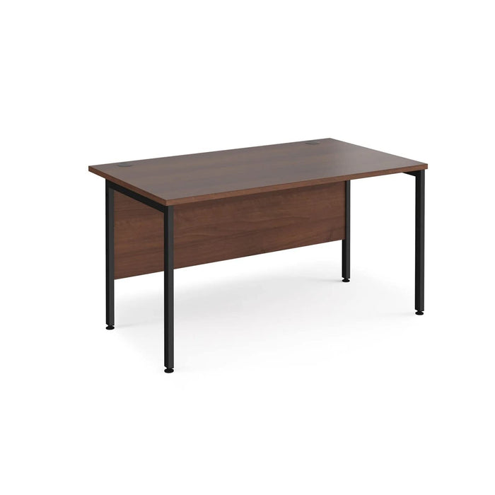 Rectangular Straight Desk Walnut Wood H-Frame Legs Black Maestro 25 1400 x 800 x 725mm