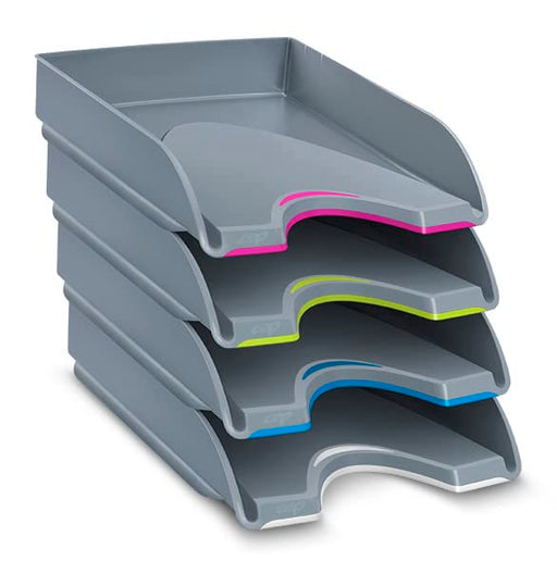 CEP Arty by CEP Letter Tray 1042006381 Grey 25.7 x 34.8 x 6.6 cm Pack of 4