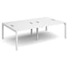 Dams International Rectangular Double Back to Back Desk with White Melamine Top and White Frame 4 Legs Connex 2400 x 1600 x 725mm