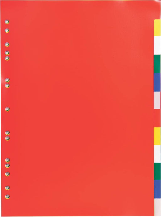 Exacompta Blank Dividers A4 Assorted Multicolour 12 Part PP (Polypropylene) 11 Holes 3012E Pack of 50