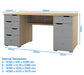 Alphason Rectangular Desk with Gloss Grey & Light Oak Coloured MDF Top and 5 Drawers AW1374LO 1600 x 670 x 750mm