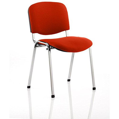 Dynamic Stacking Chair ISO Chrome Frame Ginseng Chilli Fabric Seat Pack of 4 Without Arms