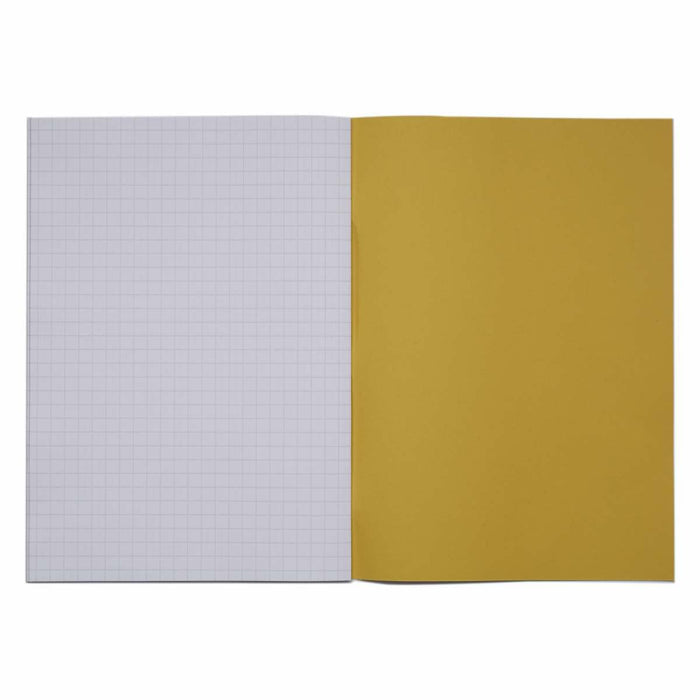 Rhino A4 Exercise Book 80 Page 10mm Squares S10 Yellow (Pack 50) - VEX668-215-8