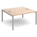 Rectangular Back to Back Desk with Beech Coloured Melamine & Steel Top and Silver Frame 4 Legs Connex 1400 x 1600 x 725 mm