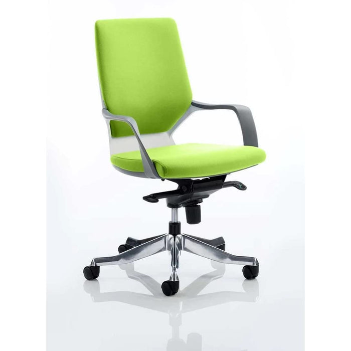 Dynamic Tilt & Lock Visitor Chair Fixed Arms Xenon Myrrh Green Seat, White Shell Without Headrest Medium Back