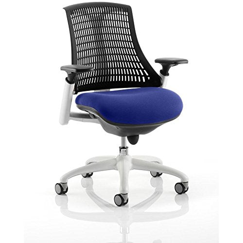 Dynamic Synchro Tilt Task Operator Chair Height Adjustable Arms Flex Black Back, Bergamot Cherry Seat, White Frame Without Headrest Medium Back