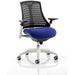 Dynamic Synchro Tilt Task Operator Chair Height Adjustable Arms Flex Black Back, Stevia Blue Seat, White Frame Without Headrest Medium Back