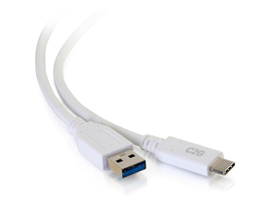 C2G 10ft USB C 3.0 to USB Cable - USB C to USB A - M/M - USB cable - USB Type A (M) to USB-C (M) - USB 3.1 - 30 V - 3 A - 3.05 cm - white