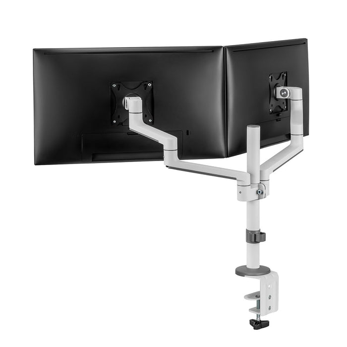 Neomounts DS60-425WH2 - Mounting kit (articulating arm) - full-motion - for 2 monitors - steel - white - screen size: 17"-27" - desk-mountable