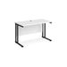 Rectangular Straight Desk White Wood Cantilever Legs Black Maestro 25 1200 x 600 x 725mm