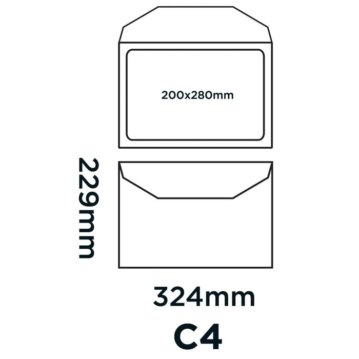 Blake Everyday Mailing Bag Window C4 324 (W) x 229 (H) mm White 100 gsm Pack of 250