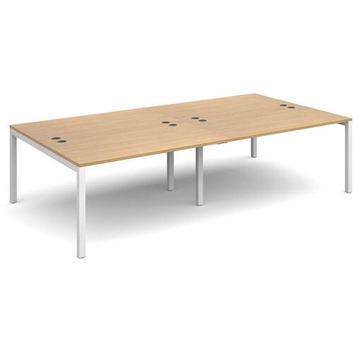 Dams International Rectangular Double Back to Back Desk with Oak Coloured Melamine Top and White Frame 4 Legs Connex 2800 x 1600 x 725mm