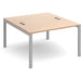 Rectangular Back to Back Desk with Beech Coloured Melamine & Steel Top and Silver Frame 4 Legs Connex 1200 x 1600 x 725 mm