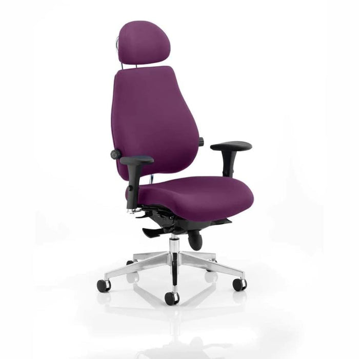 Dynamic Synchro Tilt Posture Chair Multi-Functional Arms Chiro Plus Ultimate Tansy purple Seat With Adjustable Headrest High Back