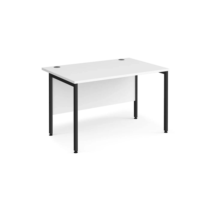 Rectangular Straight Desk White Wood H-Frame Legs Black Maestro 25 1200 x 800 x 725mm