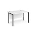 Rectangular Straight Desk White Wood H-Frame Legs Black Maestro 25 1200 x 800 x 725mm