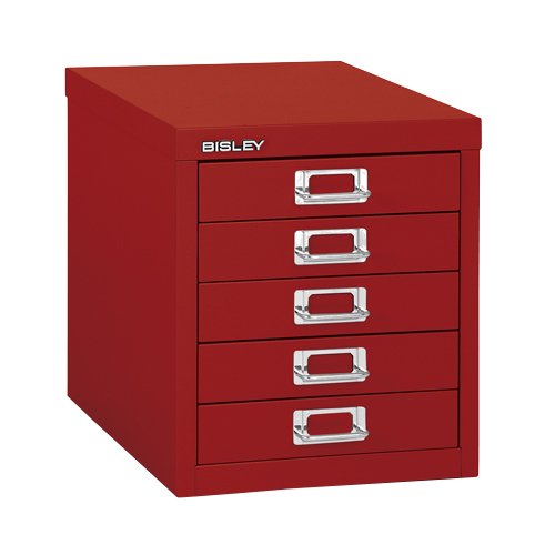 Bisley MultiDrawer Steel Desktop Drawers 5 Drawers No 279 x 380 x 325 mm Cardinal Red