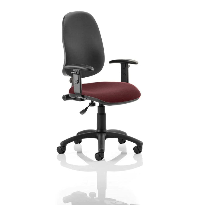 Dynamic Permanent Contact Backrest Task Operator Chair Height Adjustable Arms Eclipse I Black Back, Ginseng Chilli Seat Without Headrest High Back