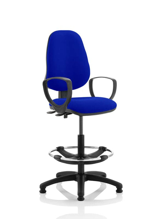 Dynamic Permanent Contact Backrest Task Operator Chair Loop Arms Eclipse II Stevia Blue Seat High Back