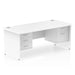 Dynamic Rectangular Office Desk White MFC Panel End Leg White Frame Impulse 1 x 2 Drawer 1 x 3 Drawer Fixed Ped 1800 x 800 x 730mm