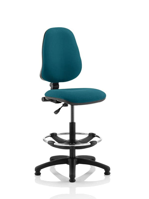 Dynamic Permanent Contact Backrest Task Operator Chair Without Arms Eclipse I Maringa Teal Seat Without Headrest High Back and Hi Rise Draughtsman Kit