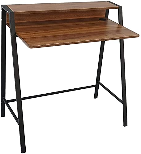 NEO Non Height Adjustable Desk Rectangular DESK-2TIER-WOOD Oak Steel and Wood Black 840 (W) x 450 (D) x 850 (H) mm