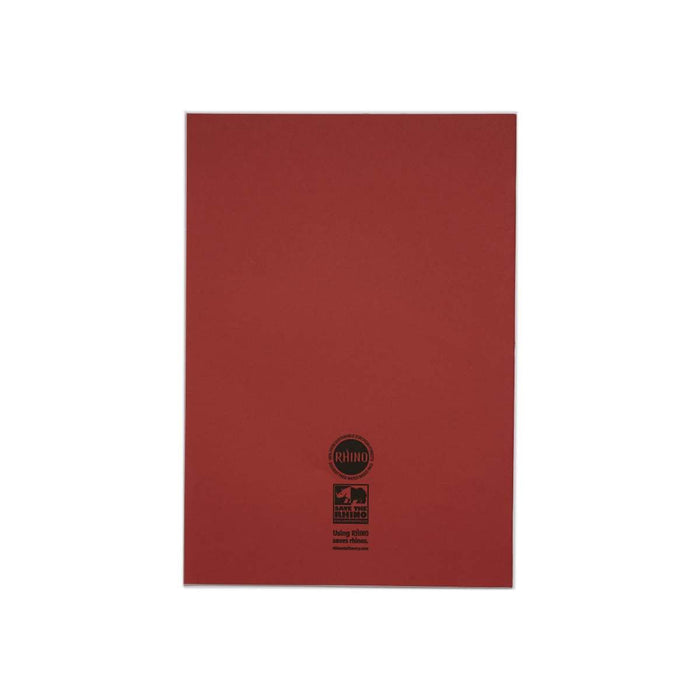 Rhino 13 x 9 A4+ Oversized Exercise Book 40 Page 7mm Squared Red (Pack 100) - VDU024-310-4