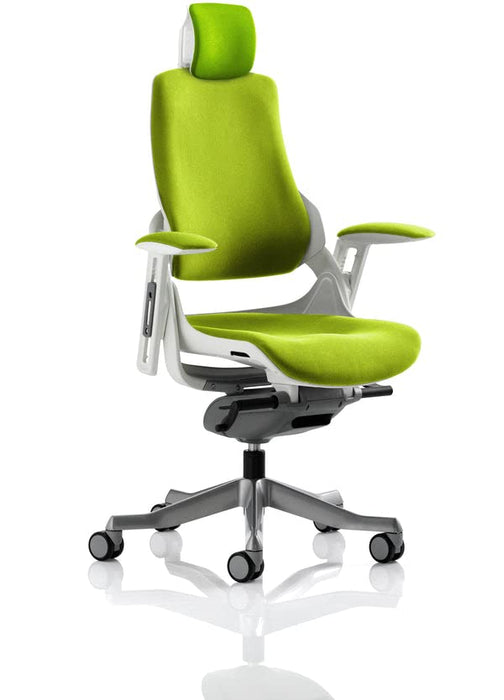 Dynamic Synchro Tilt Executive Chair Height Adjustable Arms Zure Myrrh Green Seat With Headrest High Back