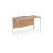 Rectangular Straight Desk Beech Wood H-Frame Legs White Maestro 25 1200 x 600 x 725mm