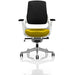 Dynamic Synchro Tilt Executive Chair Height Adjustable Arms Zure Black Back, Senna Yellow Seat, White Frame Without Headrest High Back