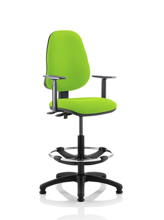 Dynamic Permanent Contact Backrest Task Operator Chair Height Adjustable Arms Eclipse II Myrrh Green Seat High Back