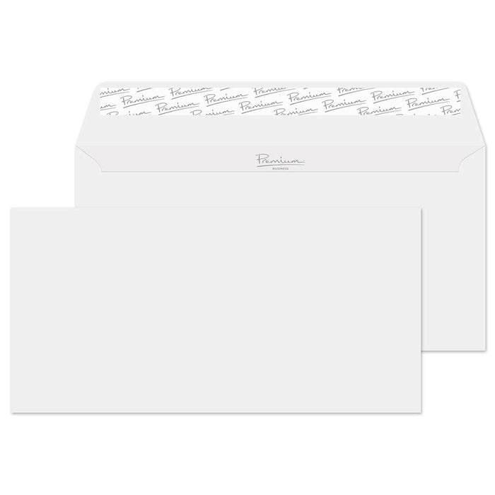 PREMIUM Business Envelopes DL 220 (W) x 110 (H) mm Adhesive Strip White 120 gsm Pack of 50