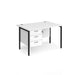 Rectangular Straight Desk White Wood H-Frame Legs Black Maestro 25 1200 x 800 x 725mm 3 Drawer Pedestal