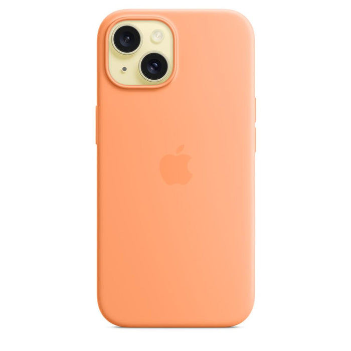 Apple - Back cover for mobile phone - MagSafe compatibility - silicone - orange sorbet - for iPhone 15