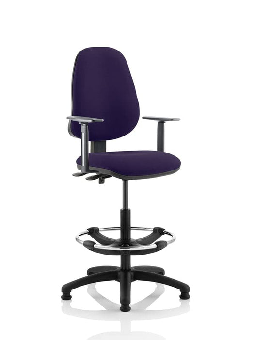 Dynamic Permanent Contact Backrest Task Operator Chair Height Adjustable Arms Eclipse II Tansy Purple Seat High Back