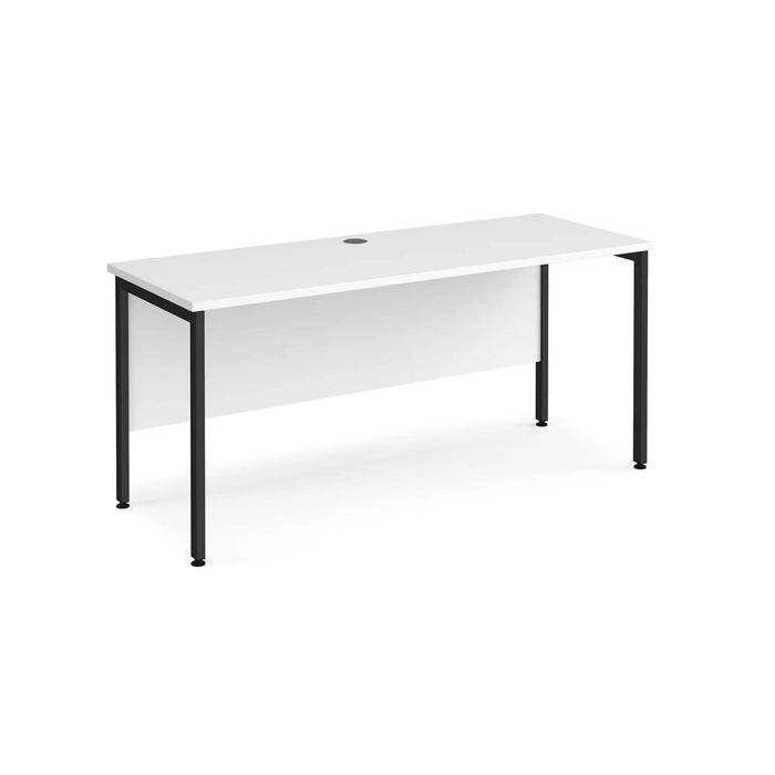 Rectangular Straight Desk White Wood H-Frame Legs Black Maestro 25 1600 x 600 x 725mm