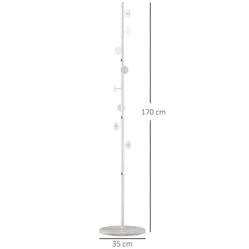 HOMCOM Coat Rack Marble,Steel White 35 x 35 x 170 cm